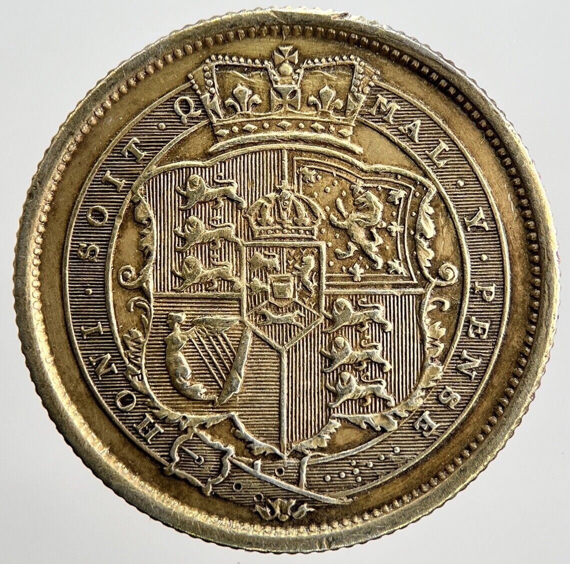 1819 George III Gilded Shilling Silver Coin | Very Fine Grade | a2032