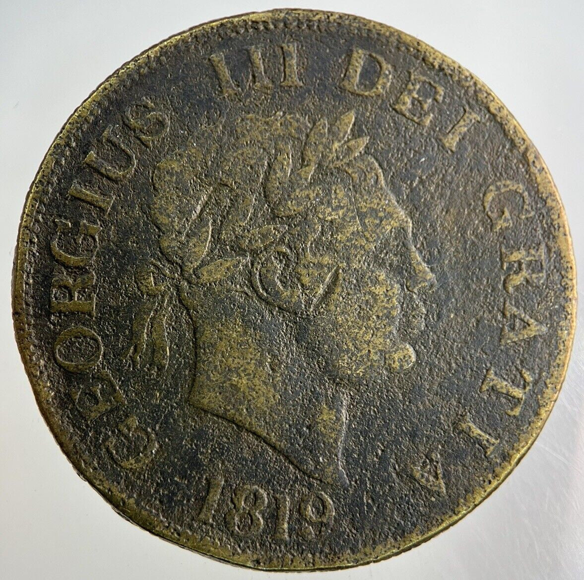 1819 Old Brass Forgery George III 3rd Half-Crown Coin | Collectable Grade