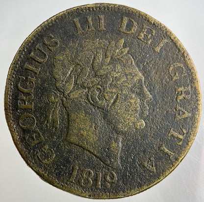 1819 Old Brass Forgery George III 3rd Half-Crown Coin | Collectable Grade
