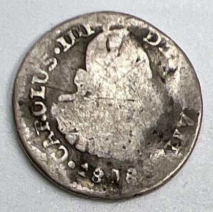1818 Half 1/2 Reales Spain Silver Coin | Collectable Grade | a1176