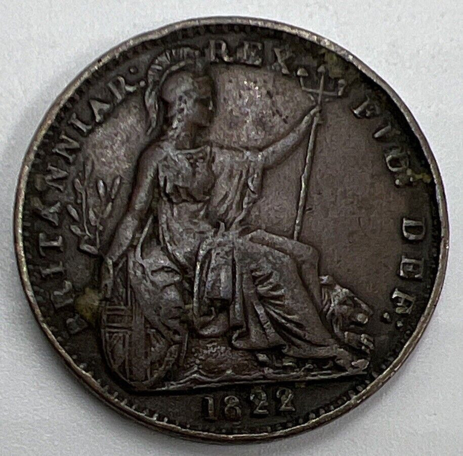 1822 Farthing | British Copper Coin | George IV | Fine Grade | a618