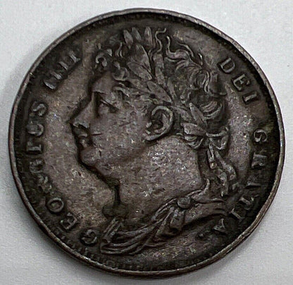 1822 Farthing | British Copper Coin | George IV | Fine Grade | a618