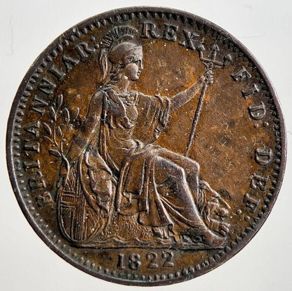 1822 George IV Farthing Coin | Very Fine Grade | a2196