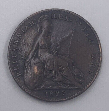 1822 George IV British Farthing Coin | Fine Collectable Grade | a190