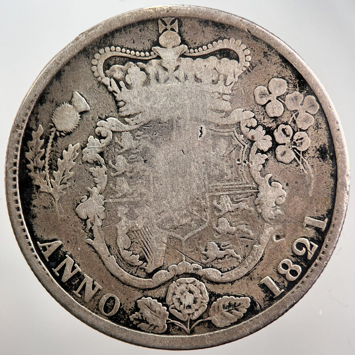 1821 Rare Half Crown | British Silver Coin | George IV | Collectable Grade a695