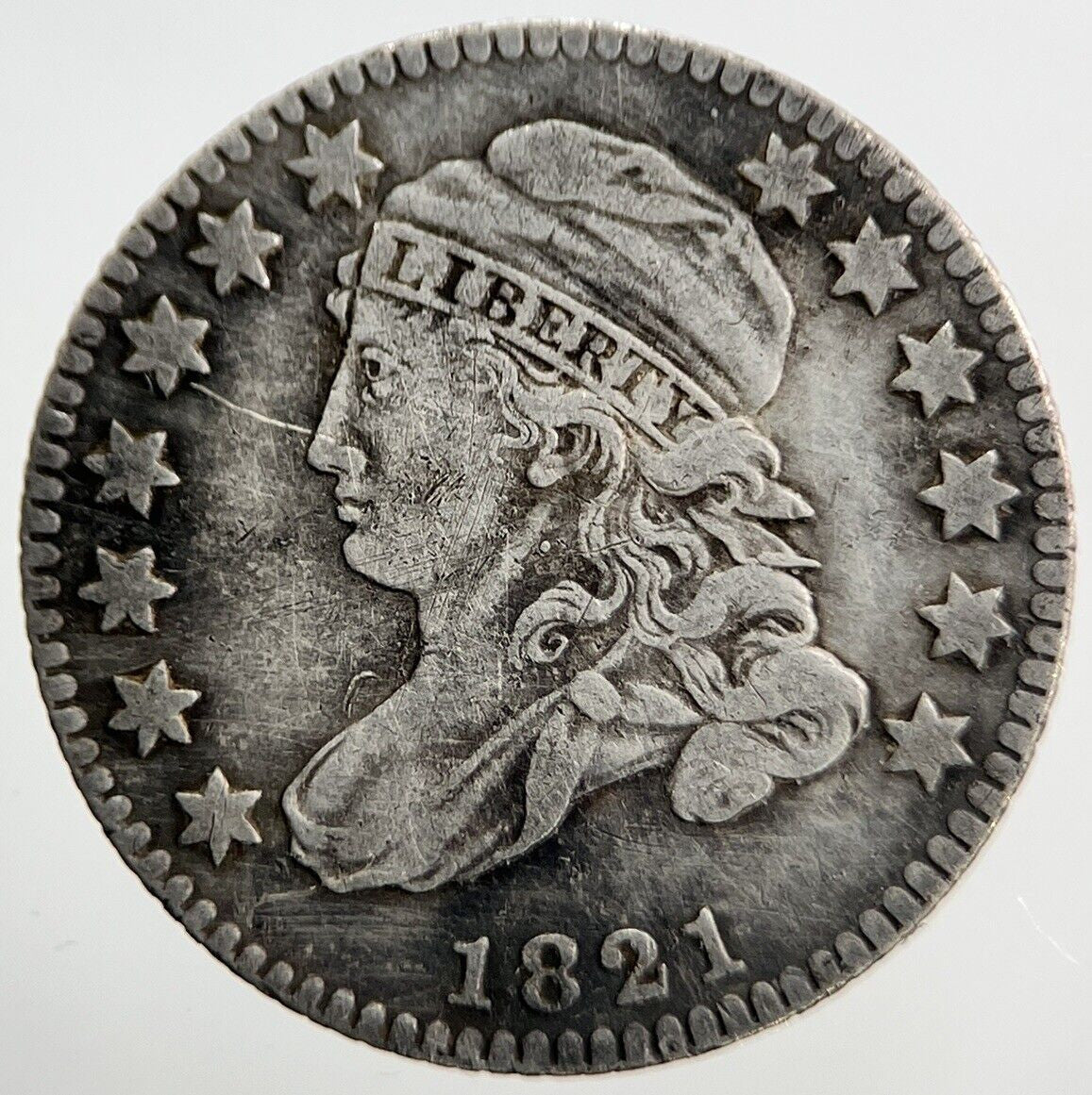 1821 US USA Liberty Capped Bust Dime Silver Coin | Fine Collectable Grade | a221