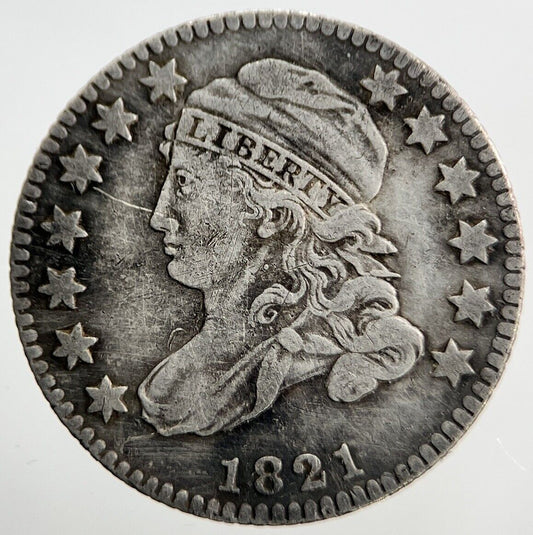 1821 US USA Liberty Capped Bust Dime Silver Coin | Fine Collectable Grade | a221