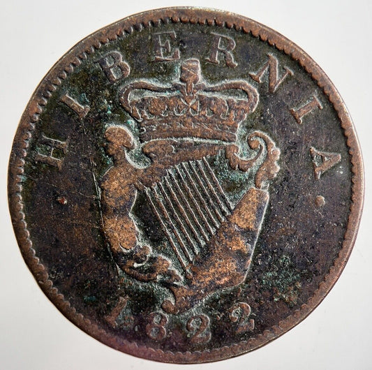 1822 Irish Hibernia Half-Penny Coin | Collectable Grade