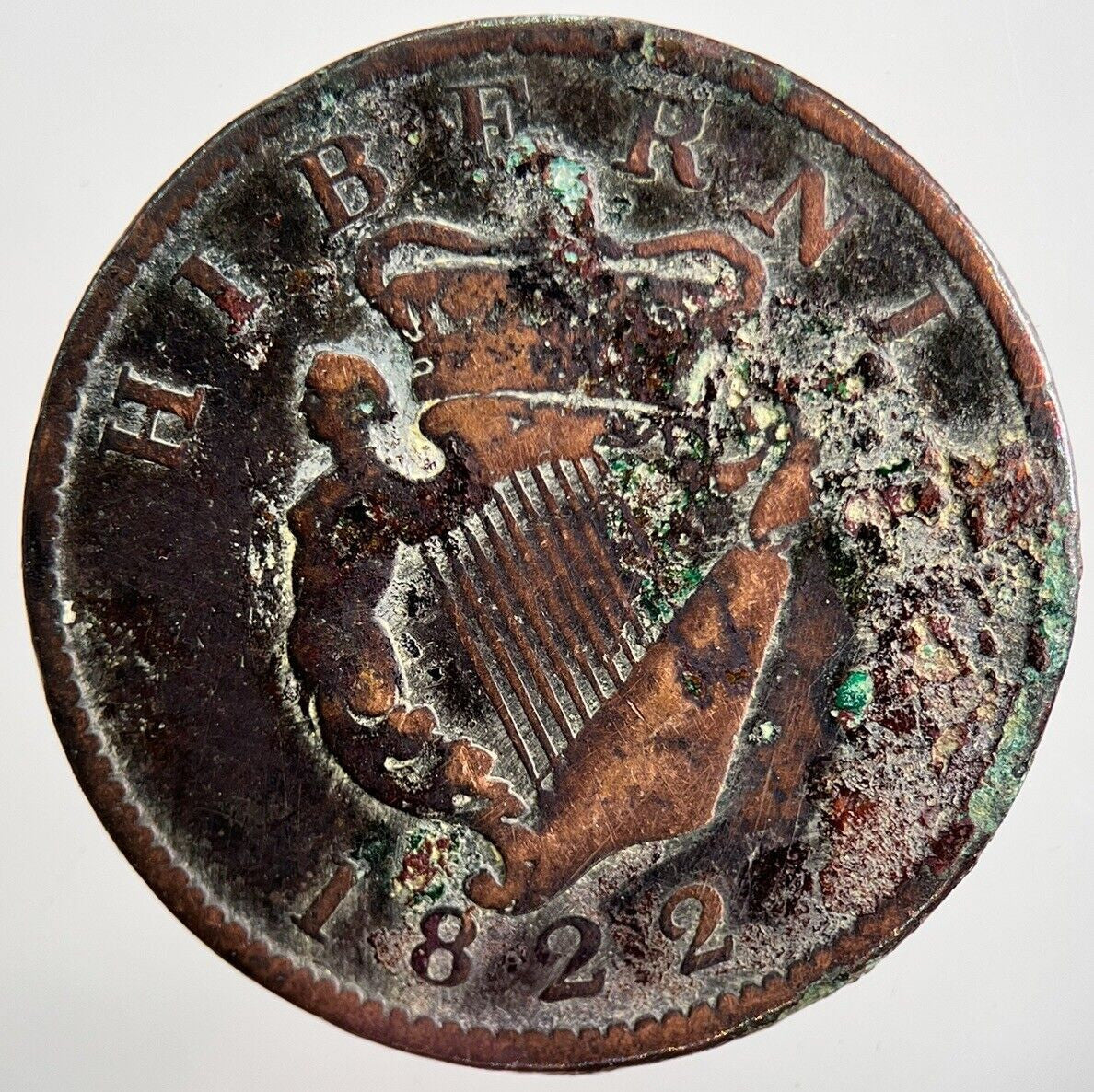 1822 George IV Irish Hibernia Half-Penny Coin | Collectable Grade | a2272