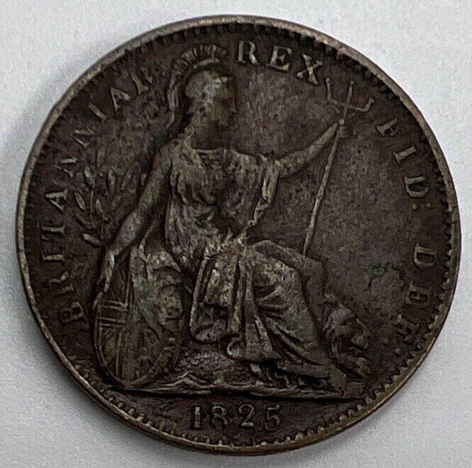 1825 Farthing | British Copper Coin | George IV | Fine Grade | a617