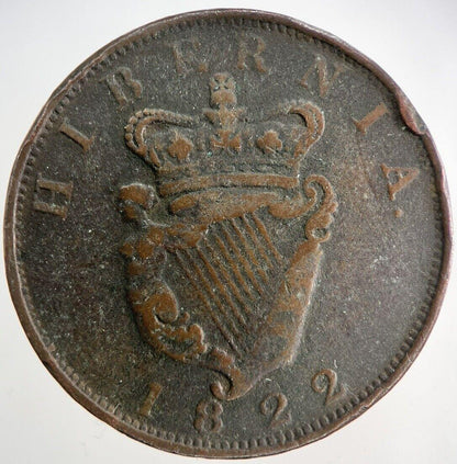 1822 Irish Hibernia One Penny Coin | Fine Collectable Grade