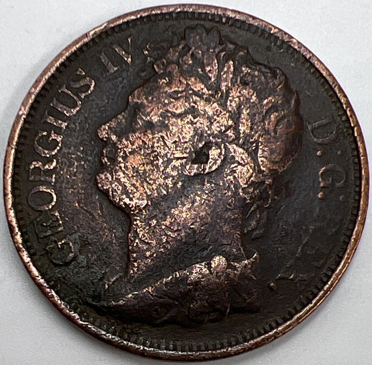 1822 Irish Hibernia Penny Coin | George IV | Fine Collectable Grade | a1168