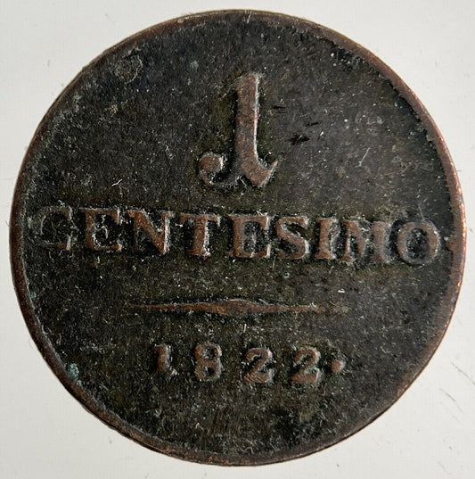 1822 Italy 1 Centesimo Coin | Fine Collectable Grade