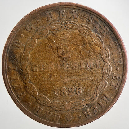 1826 Italy 5 Centesimi Coin | Collectable Grade | a7989