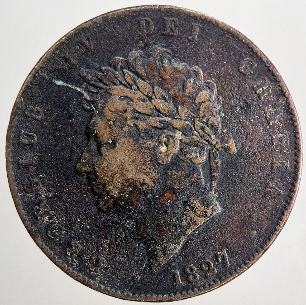 1827 George IV Half-Penny Coin | Fine Collectable Grade | a9053