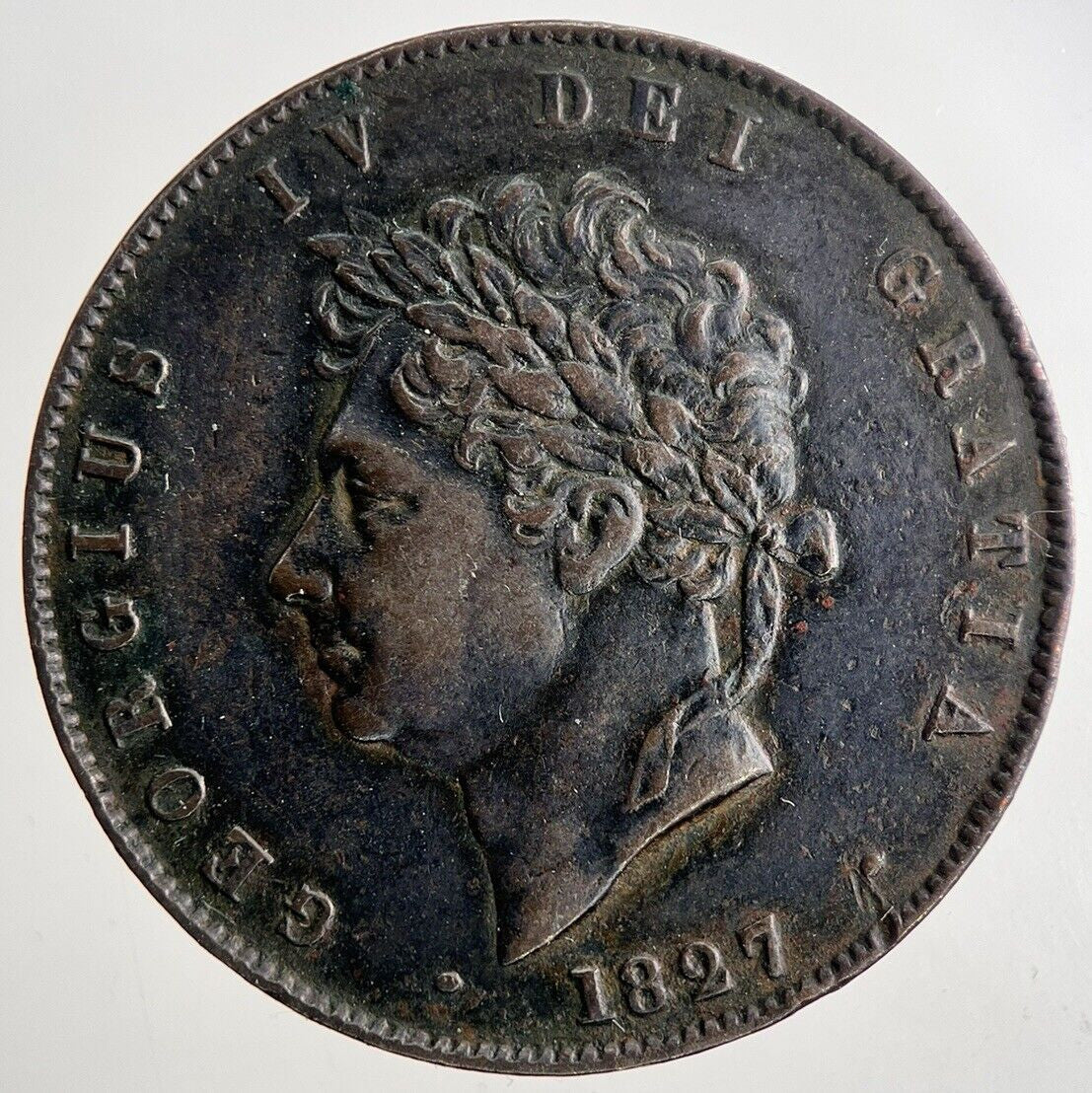 1827 George IV Half-Penny Coin | Very High Grade | a9542