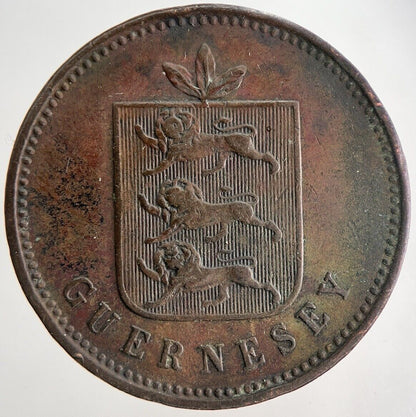 1830 Guernsey 4 Doubles Coin | Fine Collectable Grade | a6272