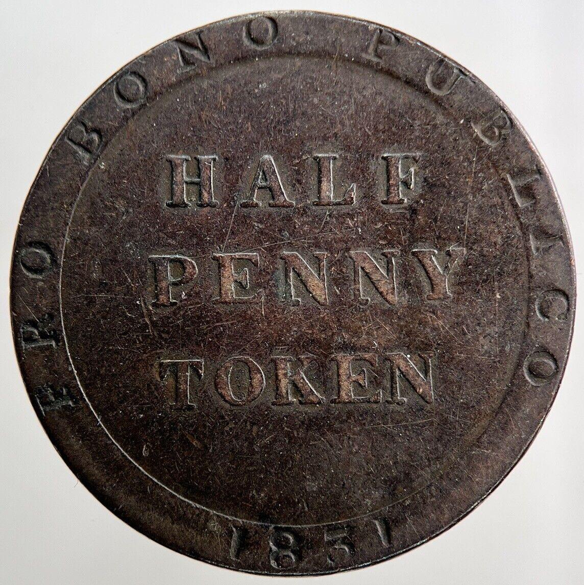1831 Isle of Man Half-Penny Token Coin | Collectable Grade | a1236