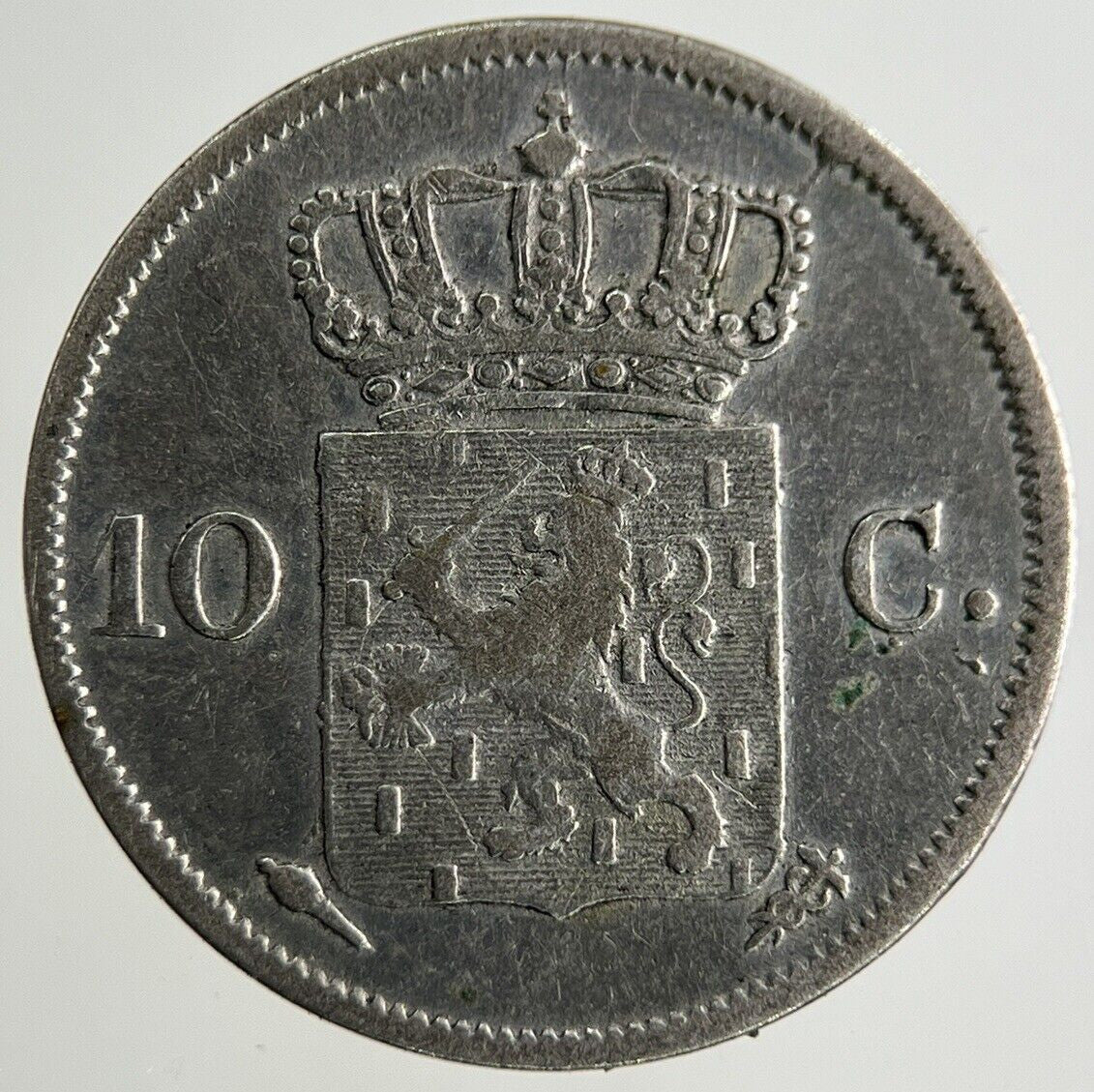 1828 Netherlands 10 Cents Silver Coin | Fine Collectable Grade