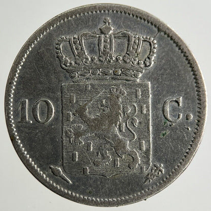 1828 Netherlands 10 Cents Silver Coin | Fine Collectable Grade