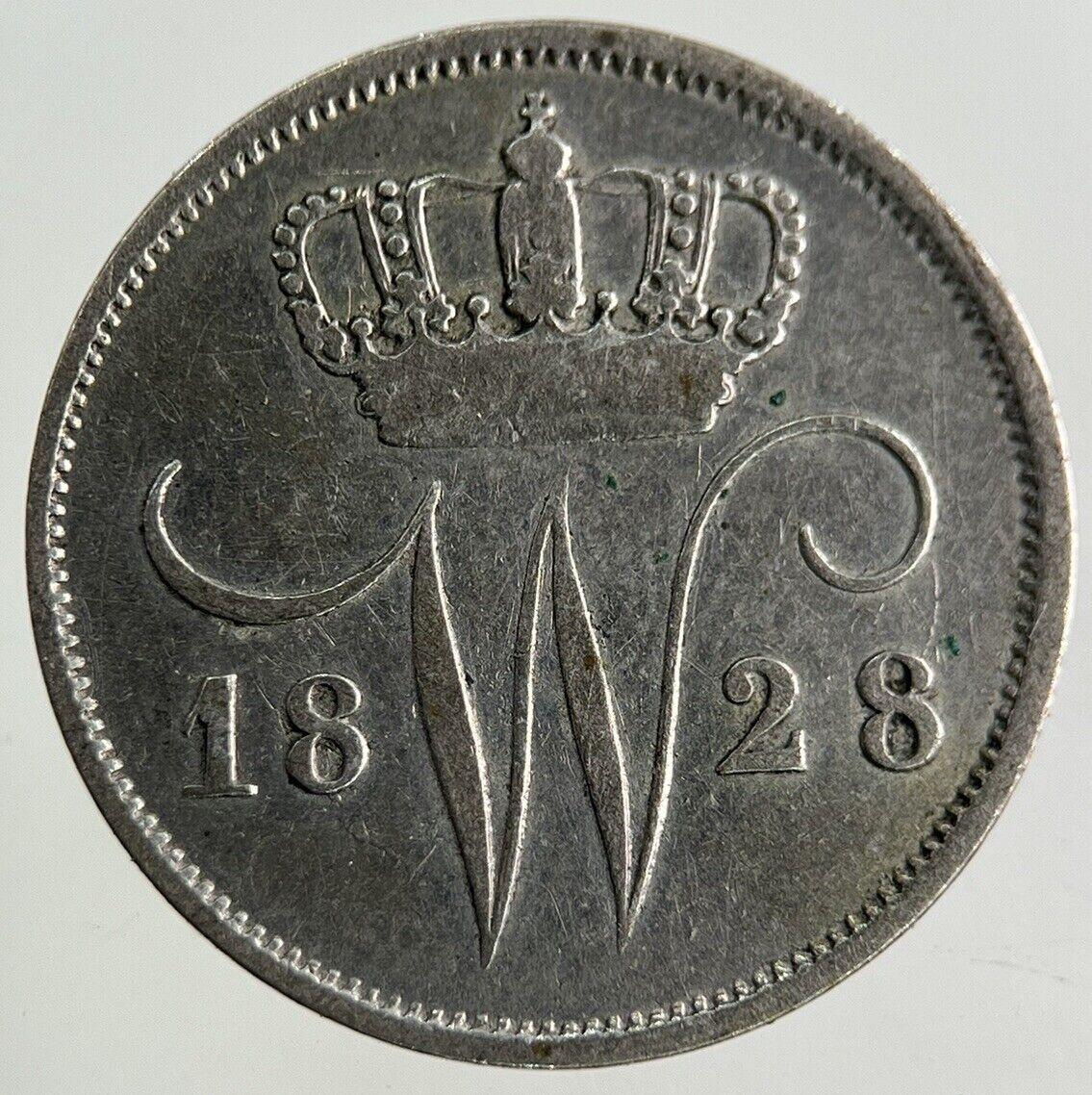 1828 Netherlands 10 Cents Silver Coin | Fine Collectable Grade