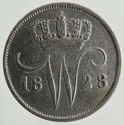 1828 Netherlands 10 Cents Silver Coin | Fine Collectable Grade
