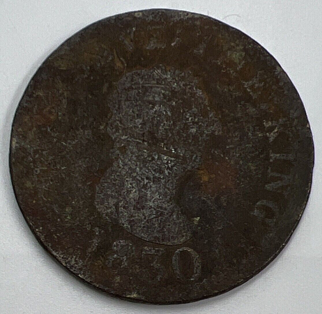 1830 Isle of Man God Save King Half-Penny Token Coin | Worn Grade | a1321