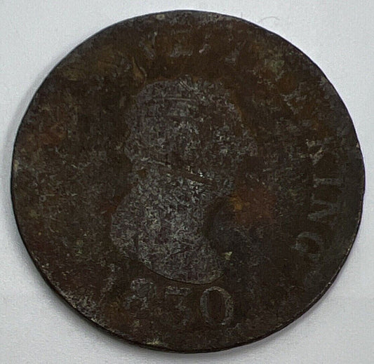 1830 Isle of Man God Save King Half-Penny Token Coin | Worn Grade | a1321