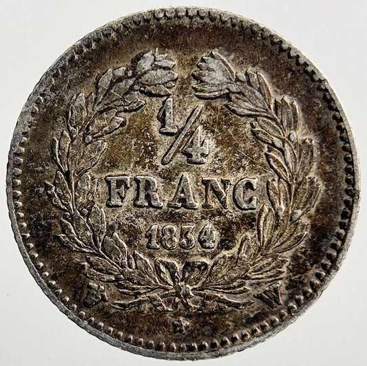 1834 Quarter 1/4 Franc France Silver Coin | Fine Collectable Grade