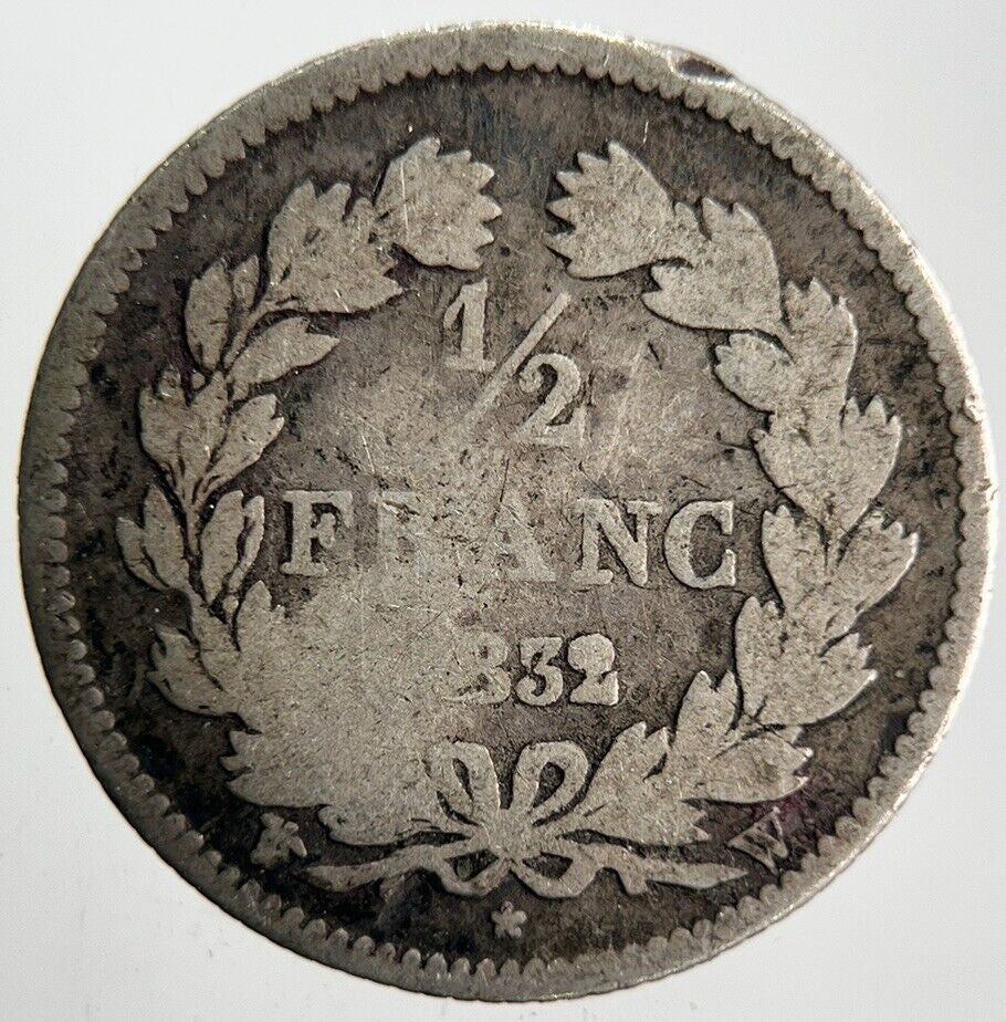 1832 France Half 1/2 Franc Silver Coin | Collectable Grade | a4600