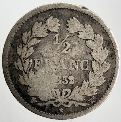 1832 France Half 1/2 Franc Silver Coin | Collectable Grade | a4600