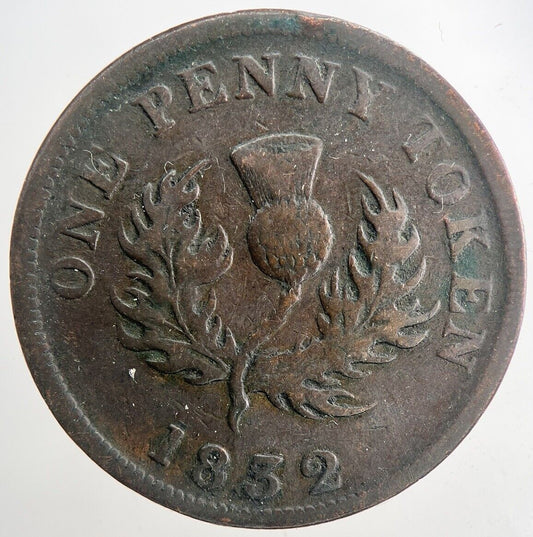 1832 Canada Nova Scotia One Penny Token Coin | Fine Collectable Grade | a9374