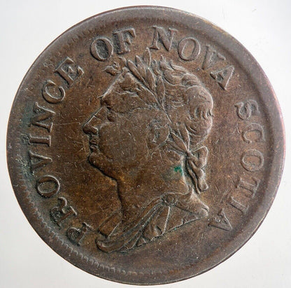 1832 Canada Nova Scotia One Penny Token Coin | Fine Collectable Grade | a9374