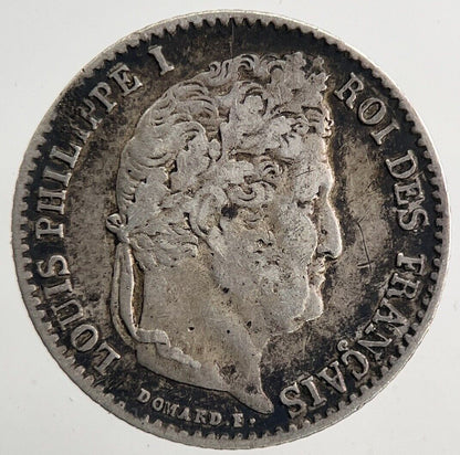 1834 France 1/4 Quarter Franc Silver Coin | Fine Collectable Grade | a9300