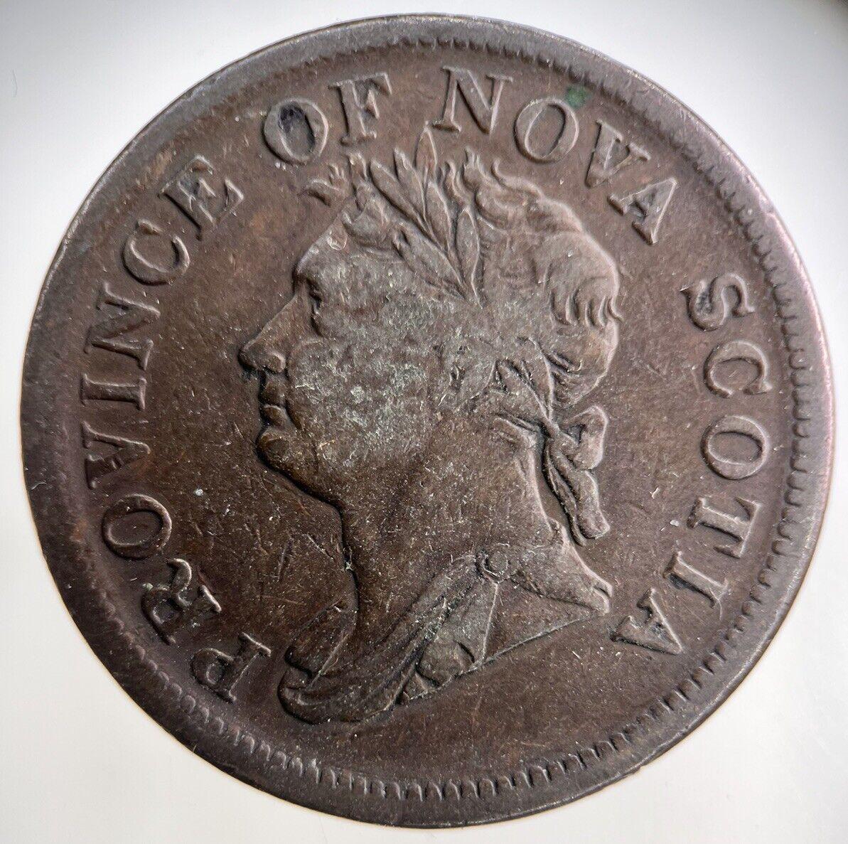 1832 Canada Nova Scotia One Penny Token Coin | Fine Collectable Grade