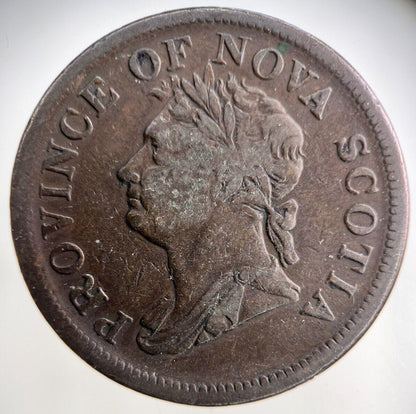 1832 Canada Nova Scotia One Penny Token Coin | Fine Collectable Grade