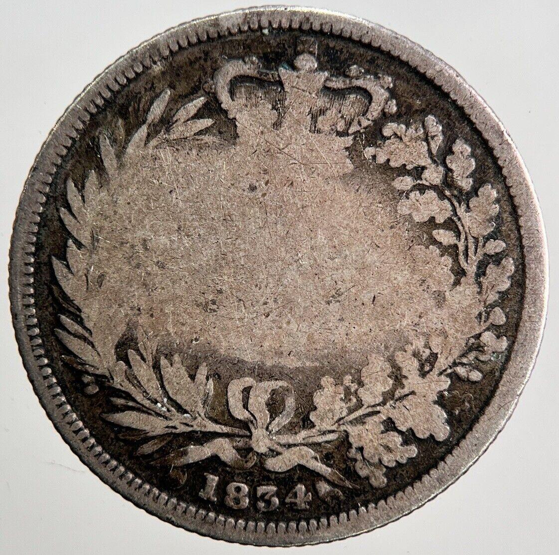 1834 William IV One Shilling Silver Coin | Fair Grade | a3419