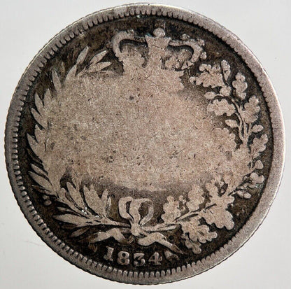 1834 William IV One Shilling Silver Coin | Fair Grade | a3419