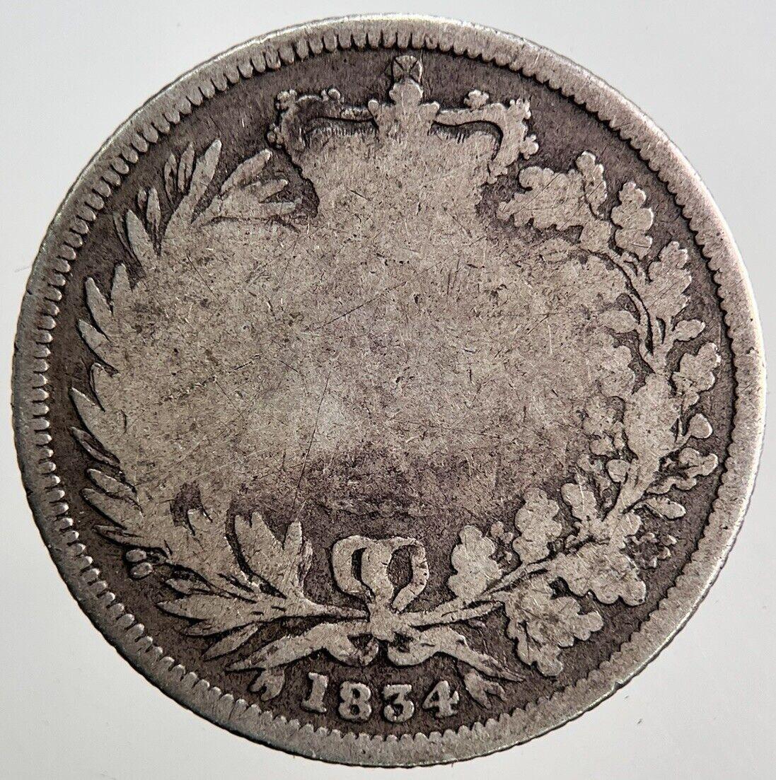 1834 William IV One Shilling Silver Coin | Fair Grade | a3420