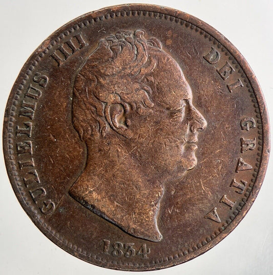 1834 William IV Half-Penny Coin | Fine Collectable Grade | a9466