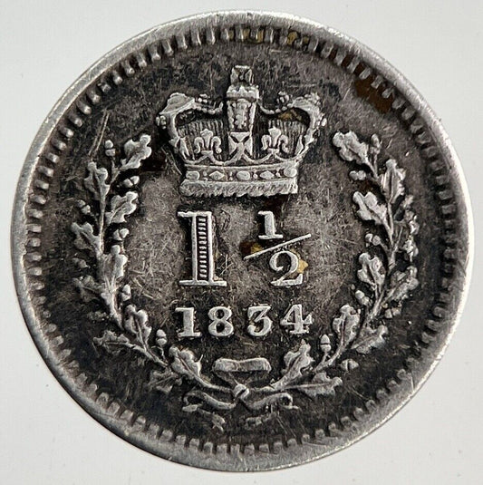 1834 William IV Three-Half-Pence 1 1/2 Silver Coin | Very High Grade