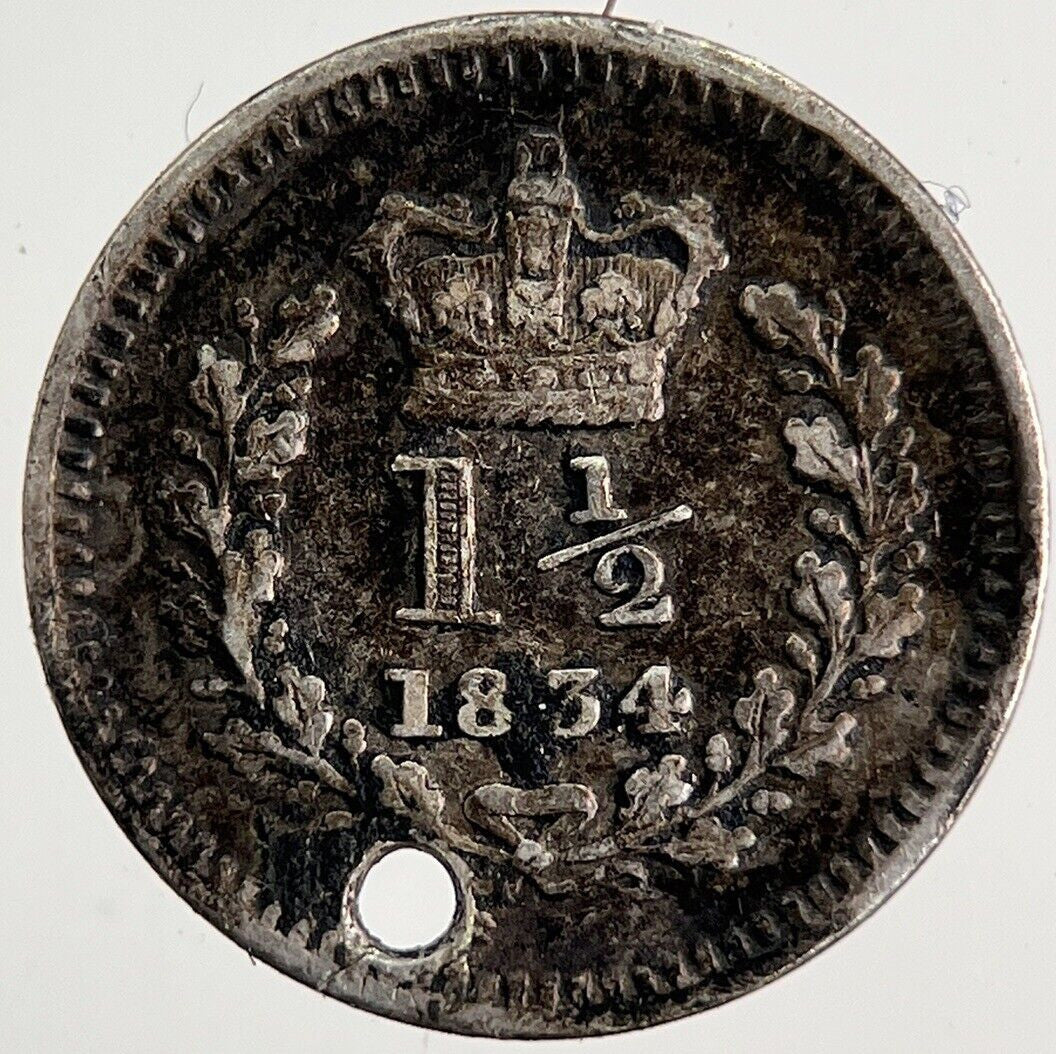 1834 William IV The-half-Pence 1 1/2 Silver Coin | Collectable Grade