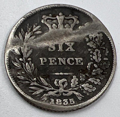 1835 William IV Sixpence | British Silver Coin | Fair Grade | a1319