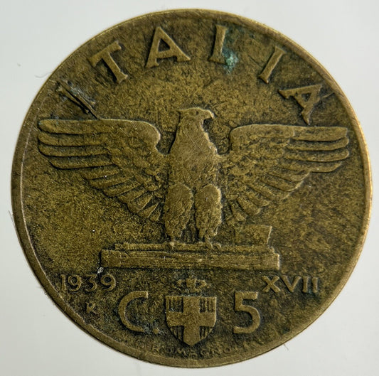 1939 Italy 5 Centesimi Coin | Fine Collectable Grade
