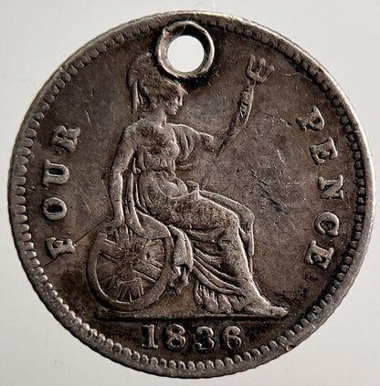 1836 William IV Groat Four-Pence Silver Coin | Fine Collectable Grade | a3588