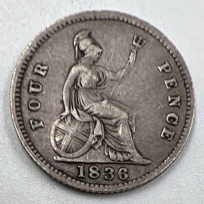 1836 William IV Four-Pence | British Silver Coin | Fine Collectable Grade | a924