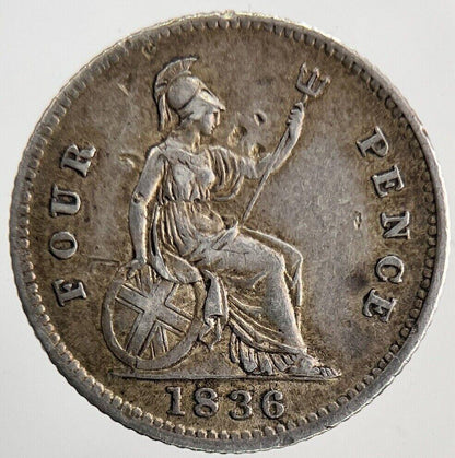1836 William IV Four-Pence Groat Silver Coin | Very High Grade | a6905