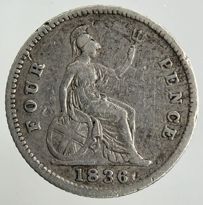 1836 William IV Groat Four-Pence Silver Coin | Fine Collectable Grade