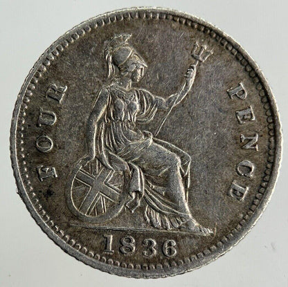 1836 William IV Groat Four-Pence Silver Coin | Very High Grade