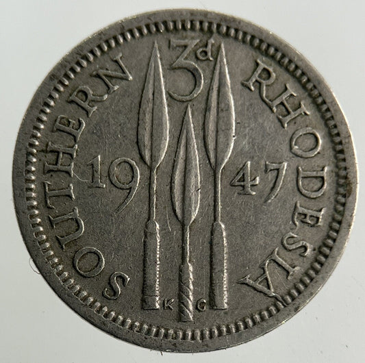 1947 Africa Rhodesia Threepence Coin | Fine Collectable Grade
